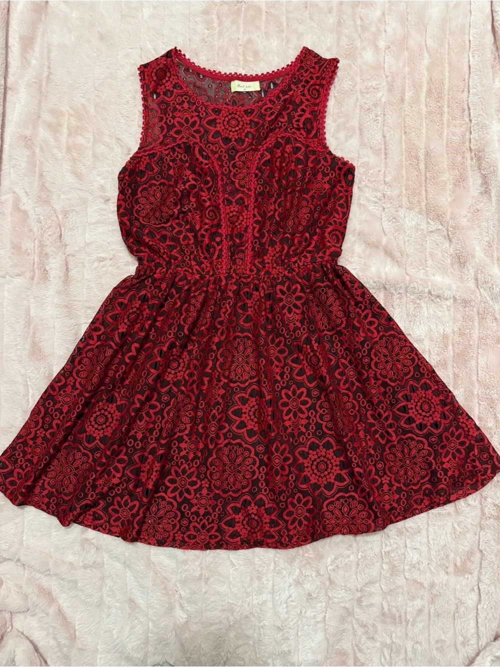 Altar’d State - Red & Black Lace Fit & Flare Mini-Dress - Size L